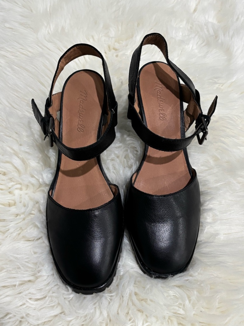 Madewell Claudie Lug Sole Mary Jeans Leather Black Size 8.5 - Picture 4 of 10